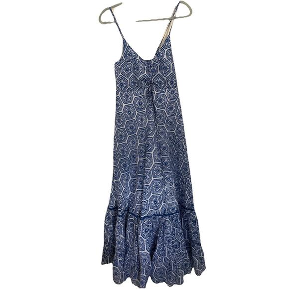 Anthropologie Ro's Garden Maxi Dress Blue Motif Tatiana Vacay Preppy Small NWT - Picture 3 of 7